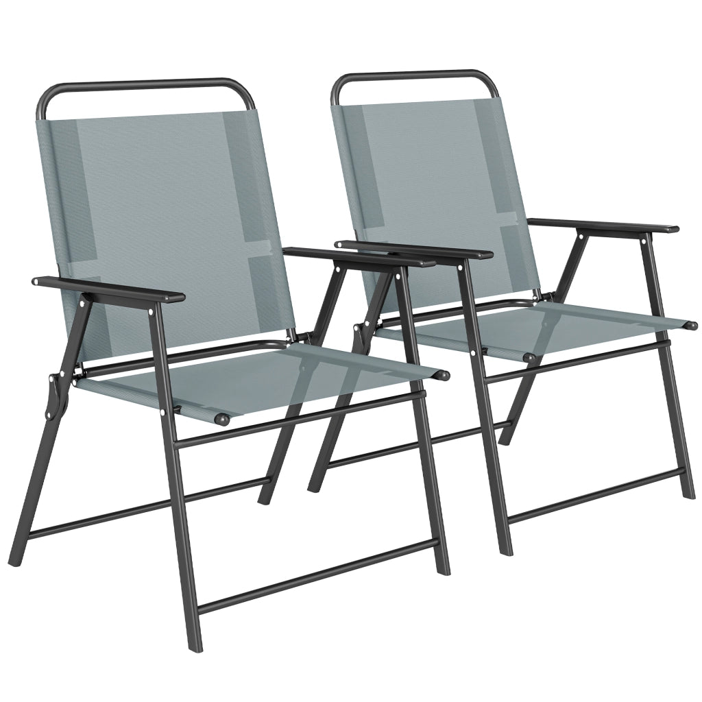 Sedia Pieghevole da Giardino ¨C Zephmum ¨C Grigio, Rete, 2 Pezzi