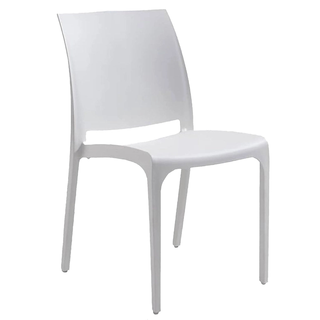 Sedia da esterno Dusanbe, Seggiola da giardino, Seduta outdoor multiuso, Panchina da giardino, Made in Italy, 54x46 h80 cm, Bianco
