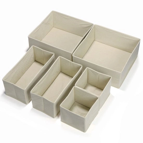 Organizzatore di carreggiamento per 6 vanità - Cassetta per abbigliamento opaca da piegare con contenitori per reggisen, calze e intimo, sistema di cassetti 3 in 1 con contenitori di archiviazione e spazio di archiviazione nella vanità (beige)