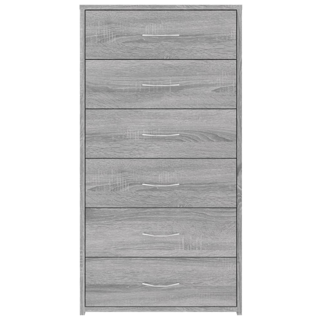 Buffet credenza cassettiera mobiletto mobile contenitore organizer per cucina soggiorno salotto con 6 cassetti rovere Sonoma 50 x 34 x 96 cm legno ingegnerizzato grigio 02_0029763