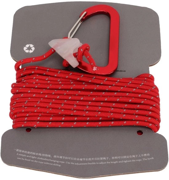 Corda per tenda fluorescente - Lunghezza regolabile - Corda per tenda per campeggio - Filo in acciaio riflettente - Multifunzionale - Progettata con clip e gancio - Fune per appendere