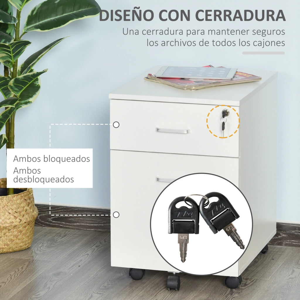 Cassettiera con Ruote per Ufficio ¨C zephmum ¨C 40x49x58 cm Bianco