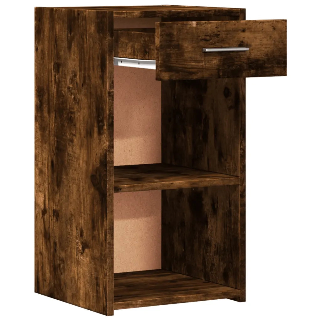 Set di 2 Comodini | Armadio da Notte | Mobiletto da notte Rovere Fumo 35x34x65 cm in Legno Multistrato
