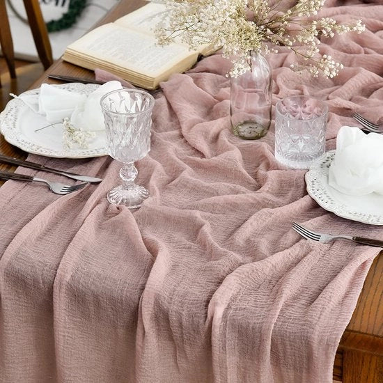 Tessuto di cotone gauze in pizzo rosa caldo, dimensioni 80x300 cm, decorazione per tavolo, ideale per la casa, le vacanze, il matrimonio, le feste e le celebrazioni.