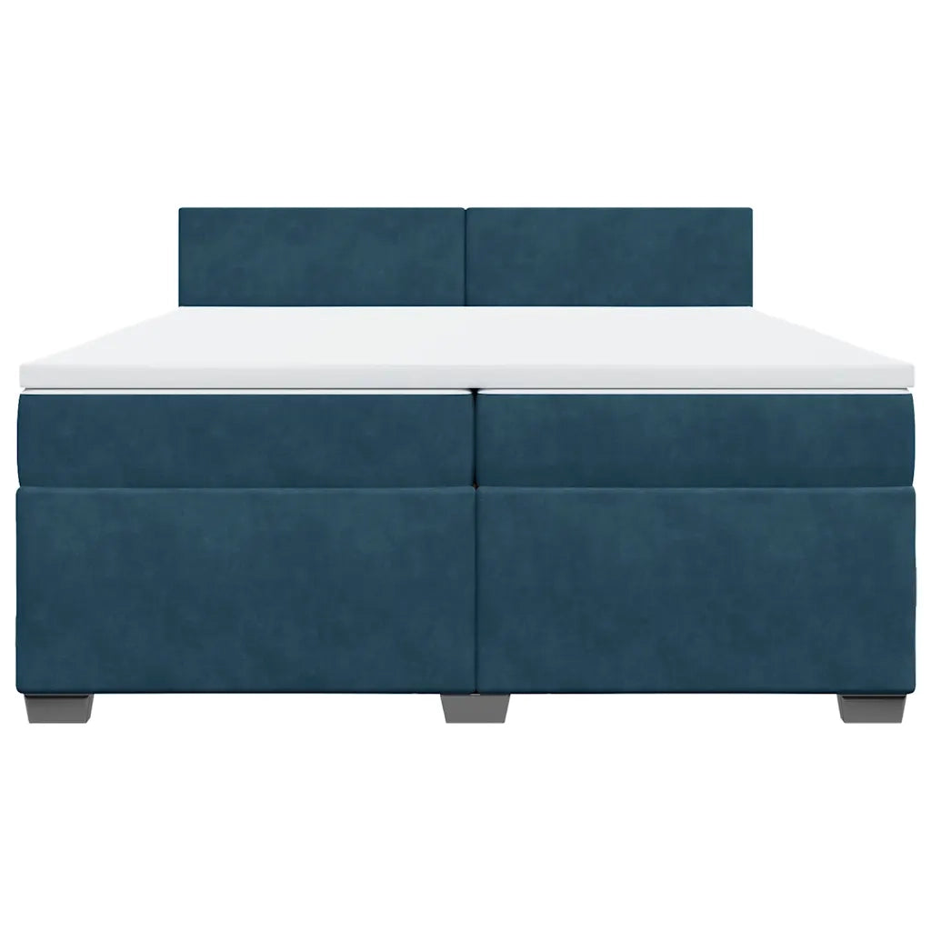 Giroletto a Molle con Materasso Blu Scuro 200x200 cm in Velluto