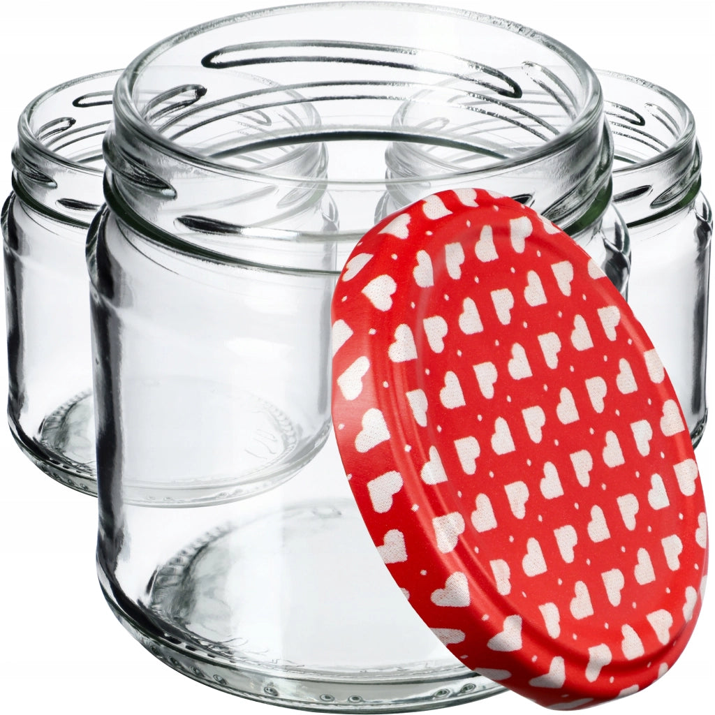 Barattoli per conserve KADAX Lerma 200 ml 50 pezzi 66 mm + coperchi "Cuori"