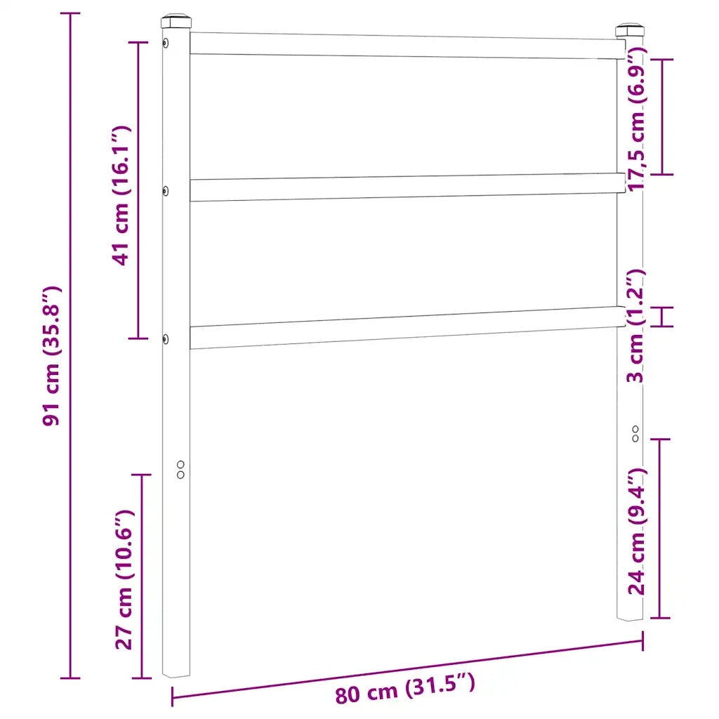 Testiera | Testata di Ricambio in Metallo Bianco 75 cm