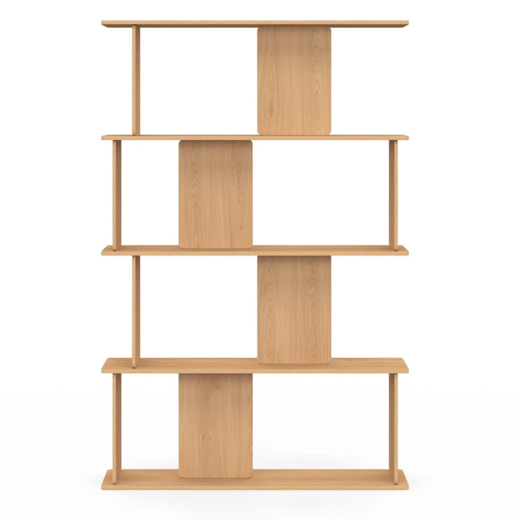 IDMarket - Scaffale asimmetrico a 4 livelli CAPUCINE japandi dal design arrotondato in faggio