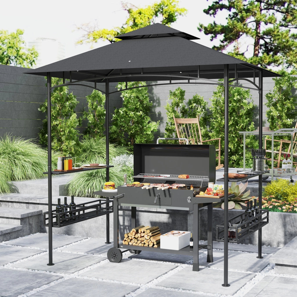 Tonnelle da giardino con barbecue ¨C zephmum ¨C grigio scuro 240x150x257 cm