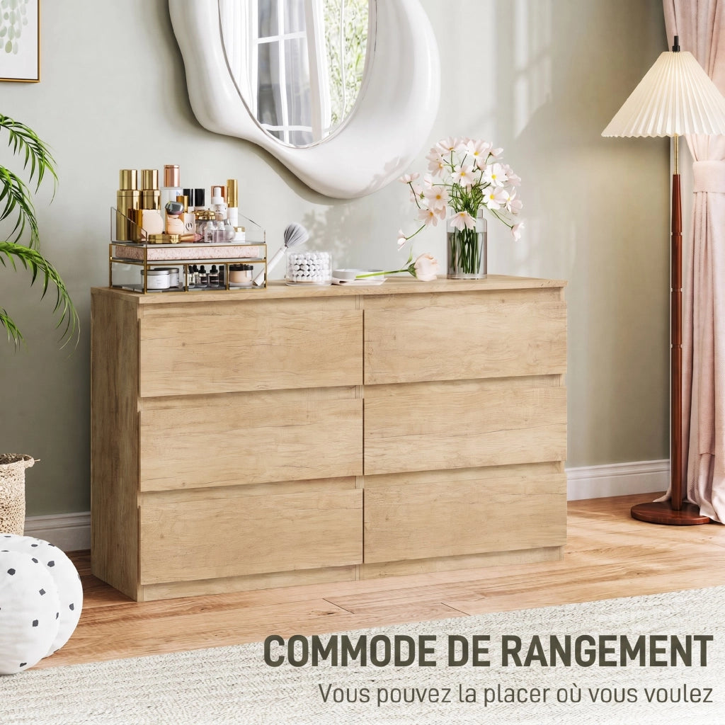 Cassettiera 6 cassetti senza maniglie stile moderno ¨C Xylo ¨C rovere 120x39x75 cm