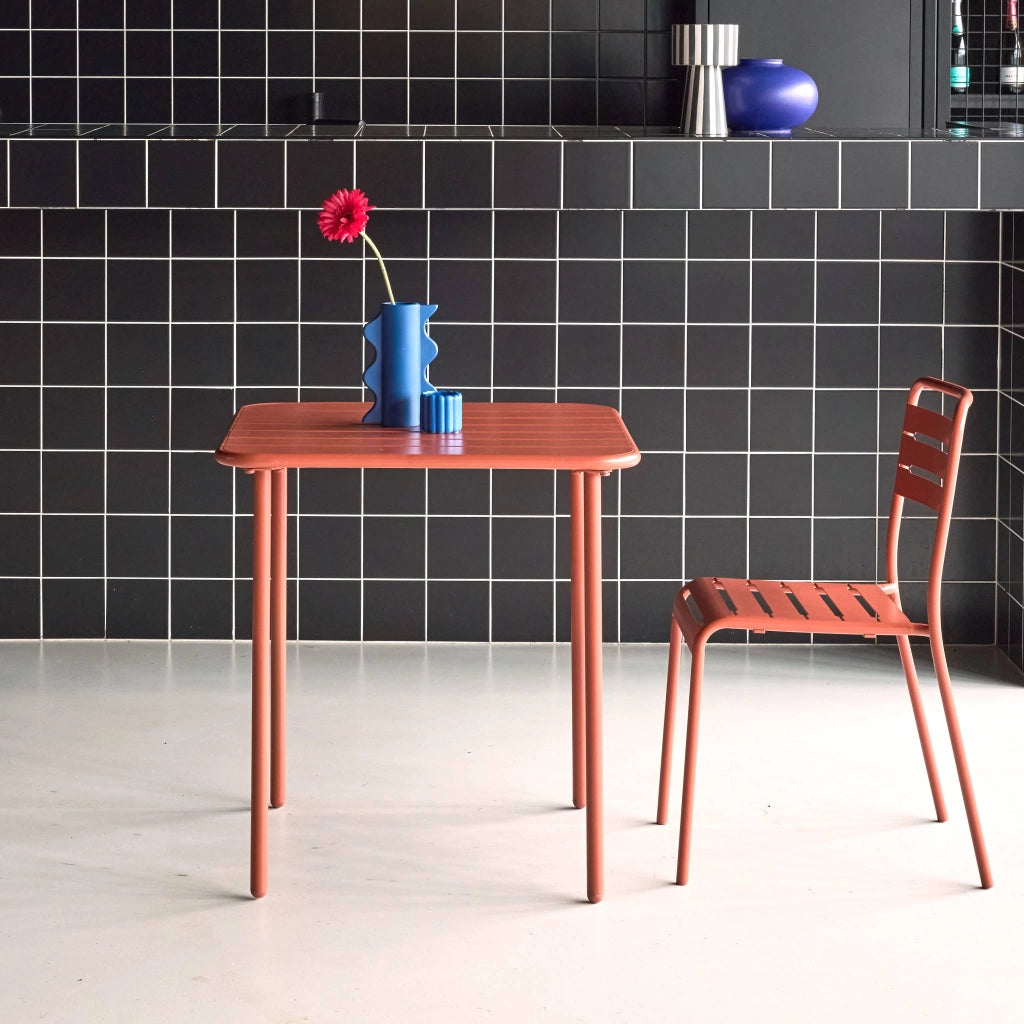 Tavolo da giardino in metallo 2 posti, 70cm, terracotta