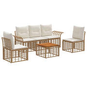 Set di divani da esterno 6 pcs Naturale e Bianco Crema
