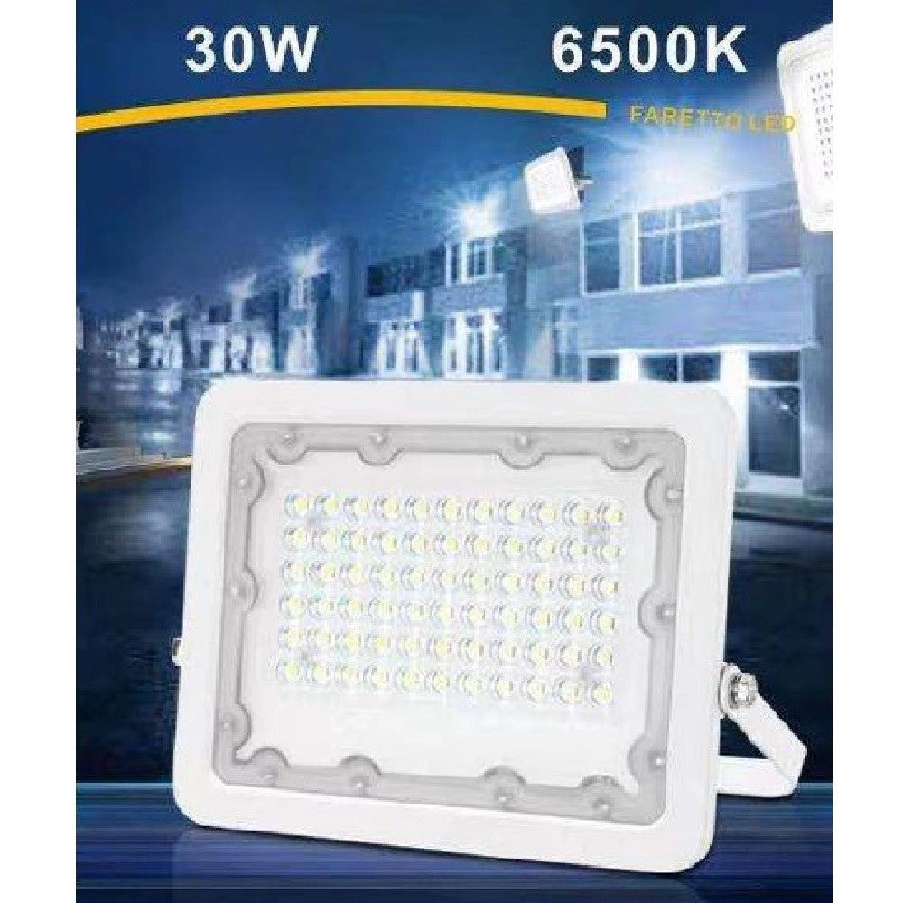 Trade Shop - Faro Led 30w Faretto Ultra Slim Bianco Esterno Luce Fredda Naturale Calda Fs30w-b -