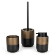 Set accessori bagno 3 pezzi nero opaco e bronzo in ceramica Teos