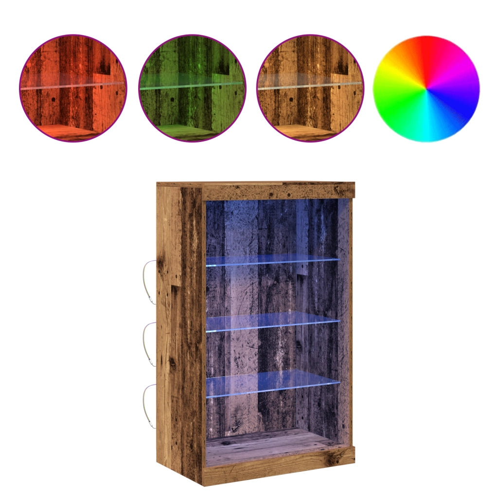 Mobile TV  con luci LED in legno vecchio 60,5x37x100 cm