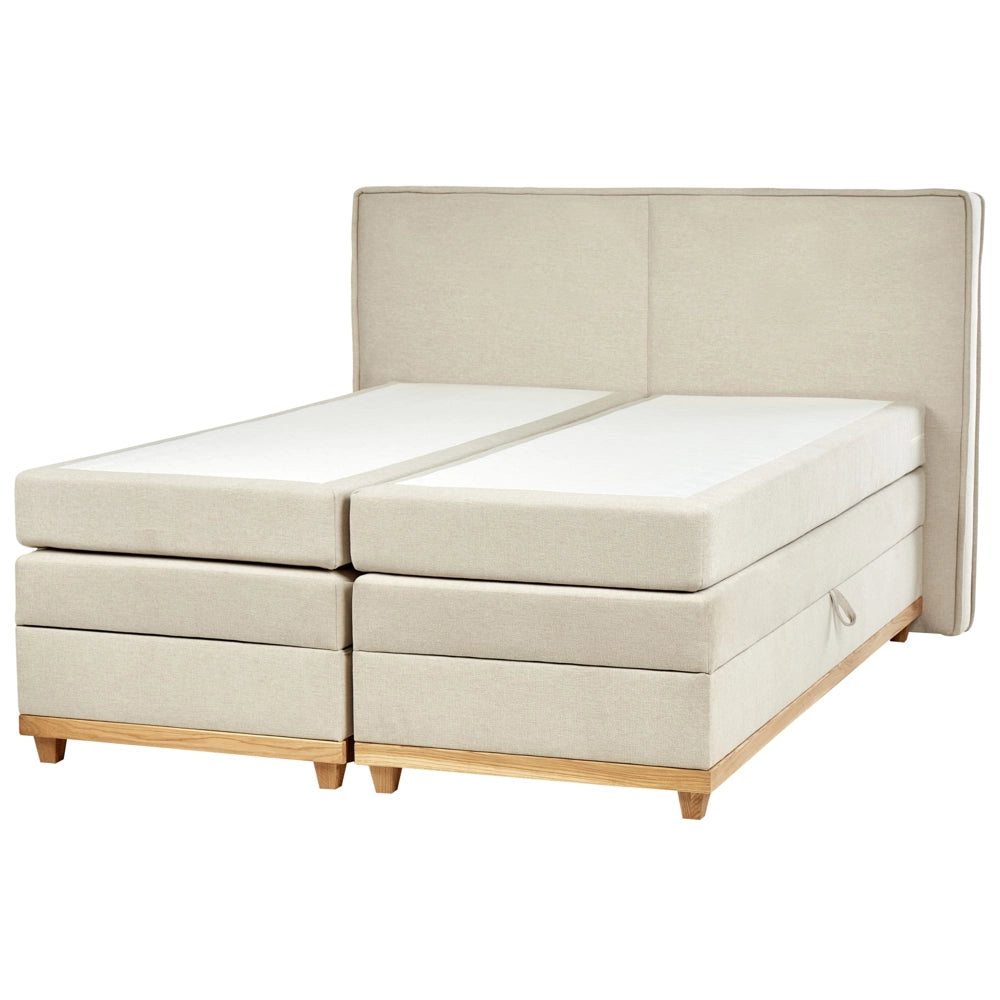 Divano letto king size UE con contenitore 160 x 200 cm Rivestimento beige con materasso a molle Bonell