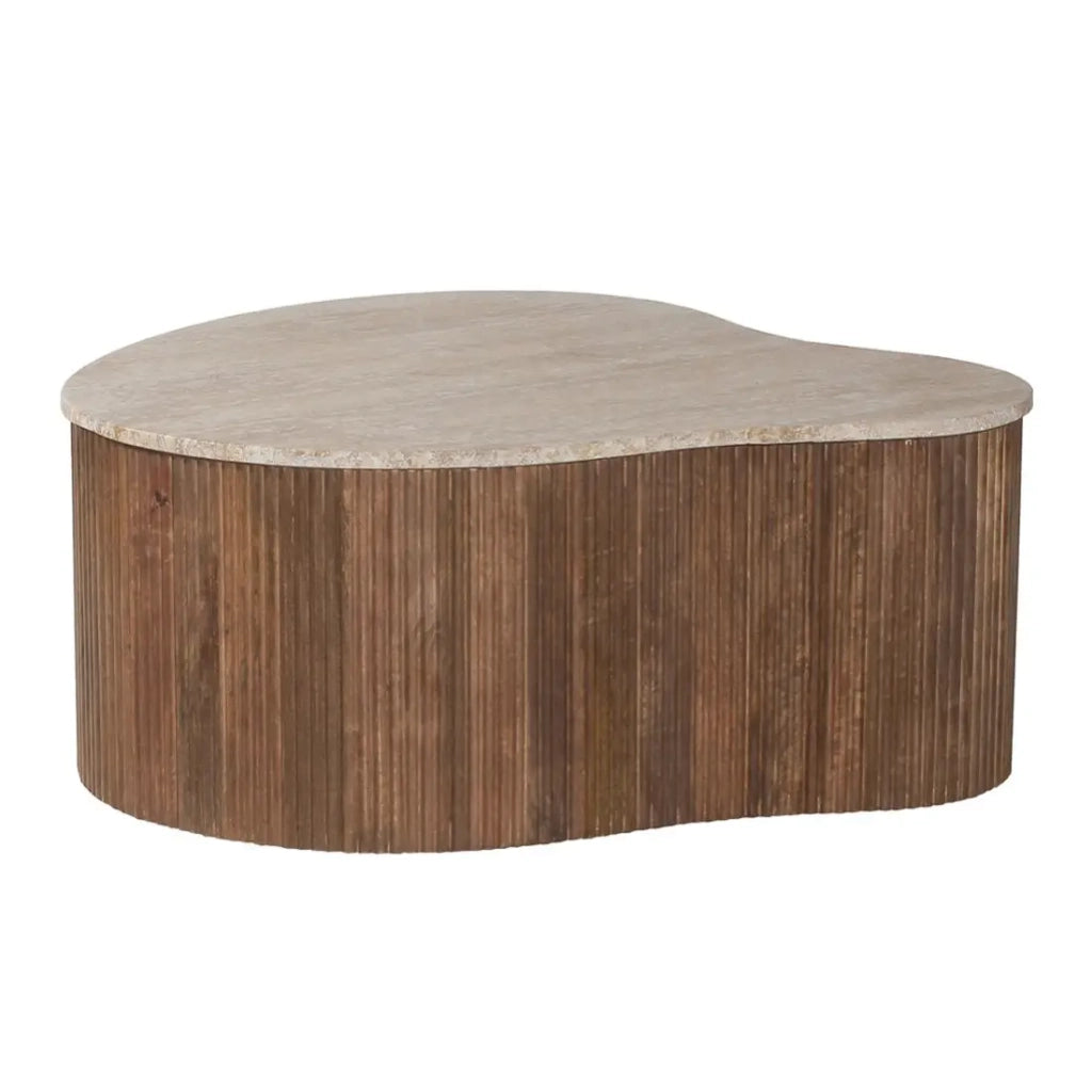 Tavolino basso in legno massiccio collezione DELHI 80cm - Stile etnico e design