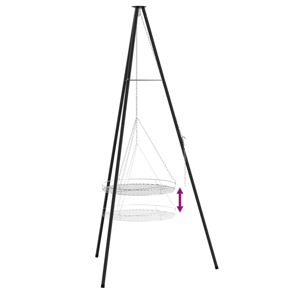 Treppiede da Cottura per Campeggio con Griglia 170 cm in Acciaio