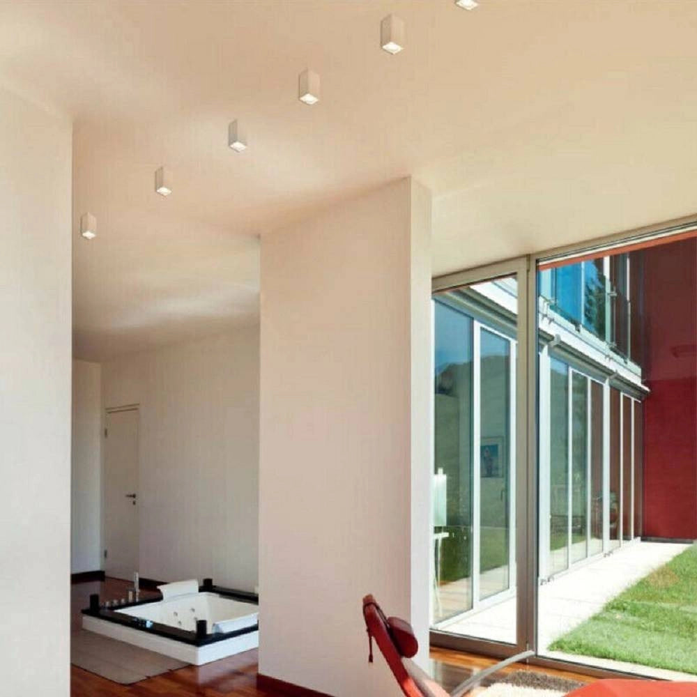 Trade Shop - Applique Soffitto Portafaretto In Gesso A Cubo Verniciabile Attacco Gu10 Gs-c14 -