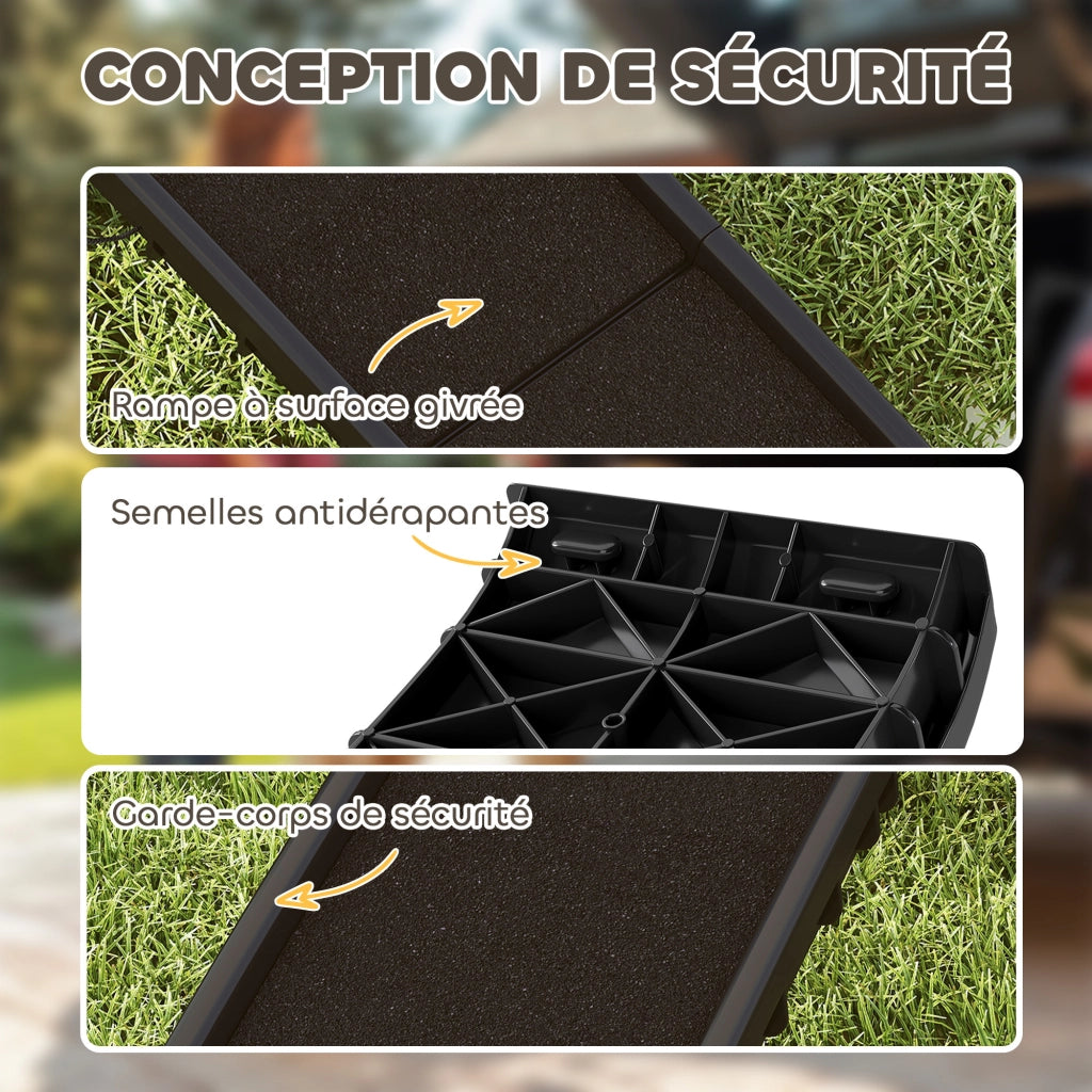 Rampa pieghevole per cani ¨C Xylo ¨C PP antiscivolo nero 155x38,5x15,5cm