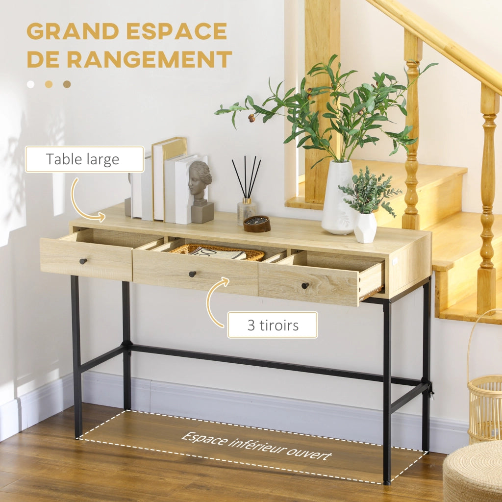Consolle con cassetti ¨C zephmum ¨C effetto legno, stile industriale, 120x39.8x78 cm