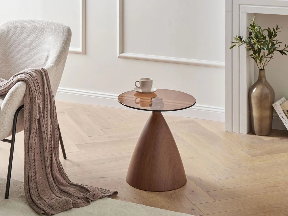 Tavolino rotondo in metallo marrone stile glamour
