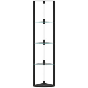 Lampada da Terra con 5 Ripiani e Luce LED 3 Livelli di Luminosità e Interruttore a Pedale Nero