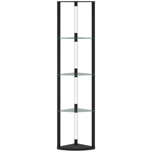 Lampada da Terra con 5 Ripiani e Luce LED 3 Livelli di Luminosità e Interruttore a Pedale Nero