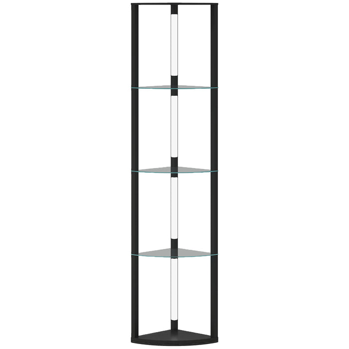 Lampada da Terra con 5 Ripiani e Luce LED 3 Livelli di Luminosità e Interruttore a Pedale Nero