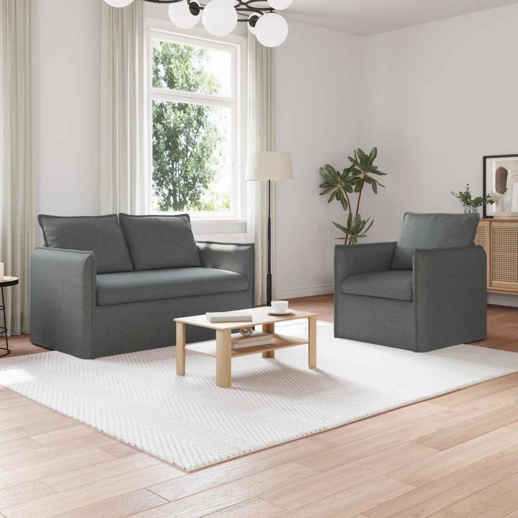 Set di divani 2 pcs Grigio Scuro 136 x 82 x 85 cm Tessuto