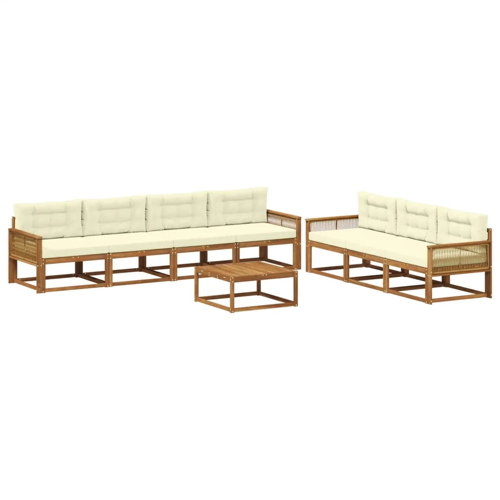 Set di divani da esterno con cuscino 8 pcs Naturale e Crema 3382408