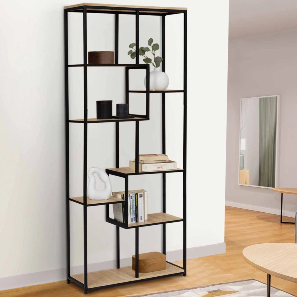 IDMarket - DETROIT libreria asimmetrica a 6 livelli dal design industriale 161 cm