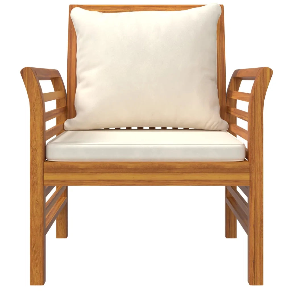 Set Salotto da Giardino 4pz con Cuscini Legno Massello Acacia