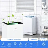 Deumidificatore da 12L in ABS con 5 Modalità, 2 Velocità e Timer da 24h, 25x25x50.5 cm, Bianco e Nero