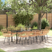Set da Pranzo da Giardino 9 Pezzi Marrone in Polyrattan