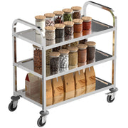 Carrello da cucina a rotelle con 3 ripiani ¨C zephmum ¨C acciaio inossidabile, 90.5x50.5x88.2 cm, argento