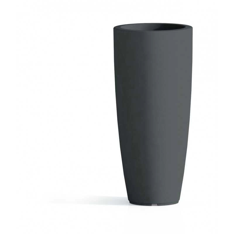 Vaso alto moderno di design Ø40 H90 in polimero antracite resistente per interno ed esterno - Made in Italy - Monacis