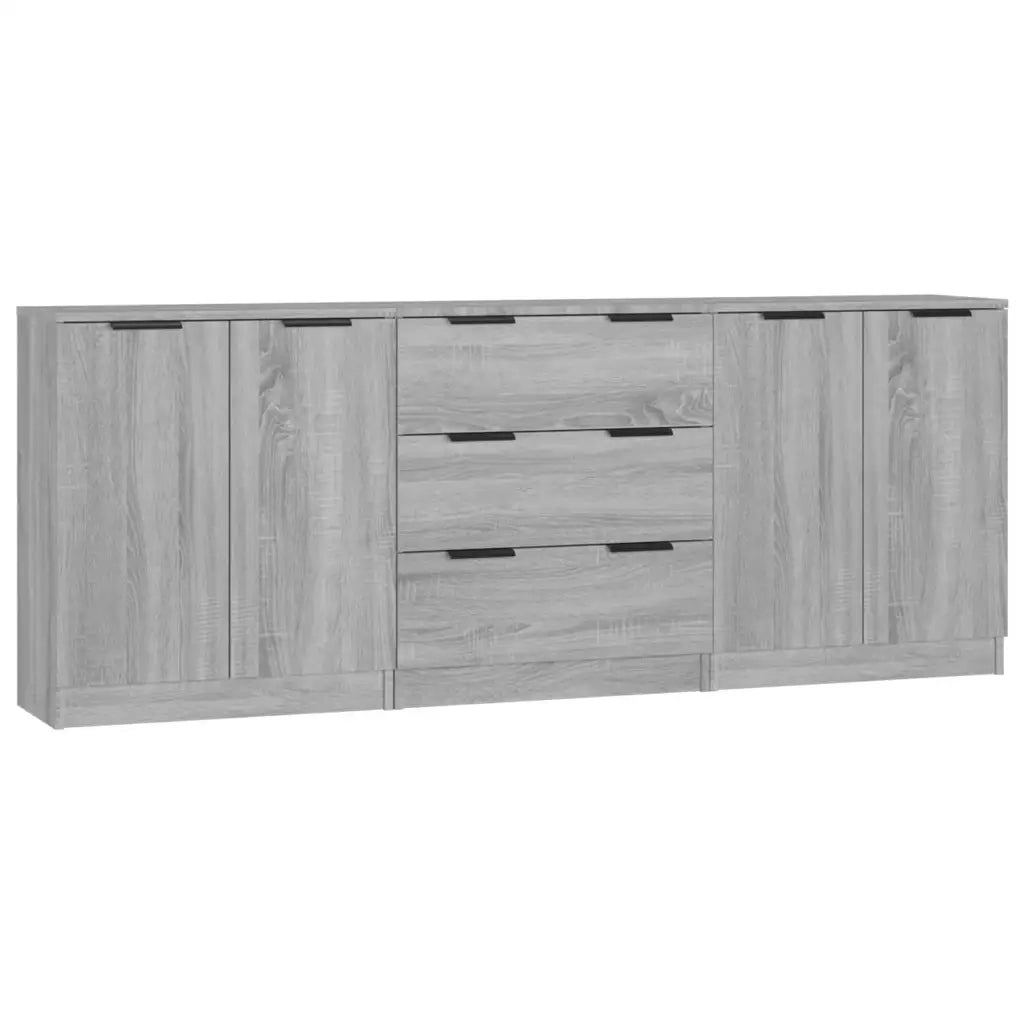 Credenze 3 pz Grigio Sonoma in Legno Multistrato 3115786