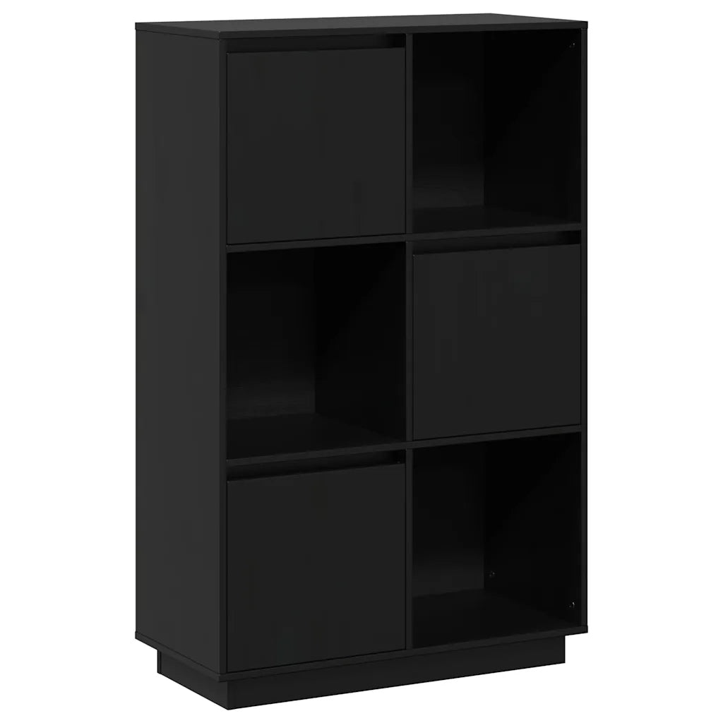 Credenza-Buffet-Armadio da cucina Nera 74x35x117 cm in Legno Massello di Pino