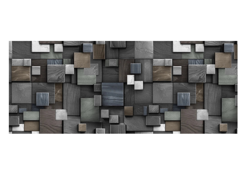 Tappeto Passatoia Cucina Antiscivolo Con Stampa Digitale Dis.Quadri 3D Grigio - 50x320 - Quadri Grigio