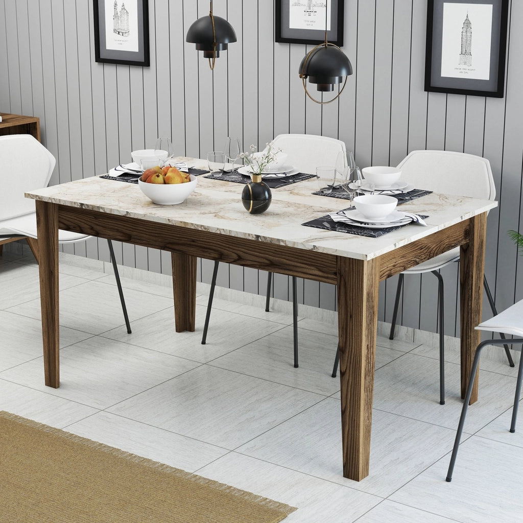 Viverone, Tavolo Fisso 6 Posti, 145x88x75h cm Marrone Noce