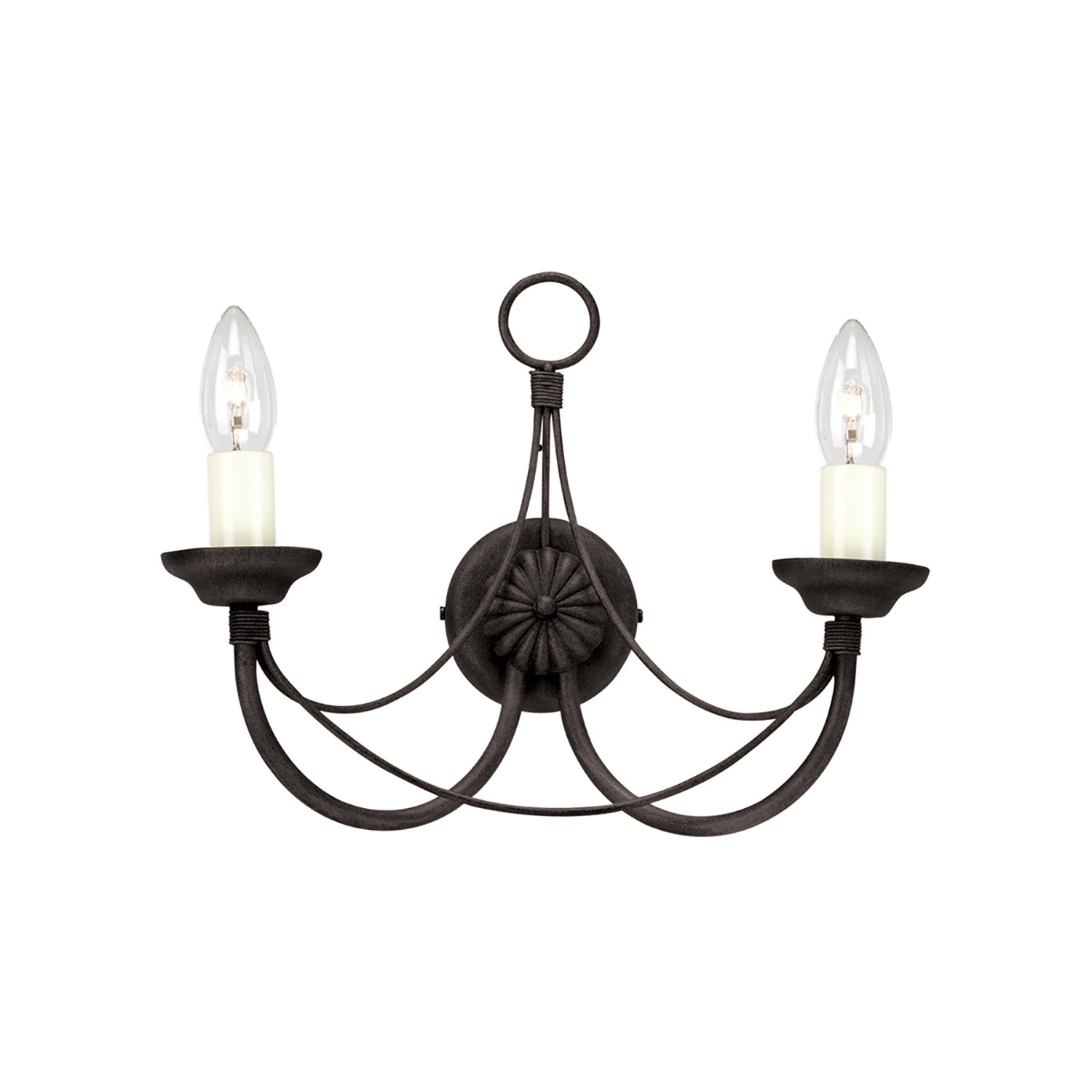 Applique Classica Carisbrooke Acciaio Nero 2 Luci E14