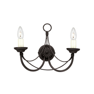 Applique Classica Carisbrooke Acciaio Nero 2 Luci E14