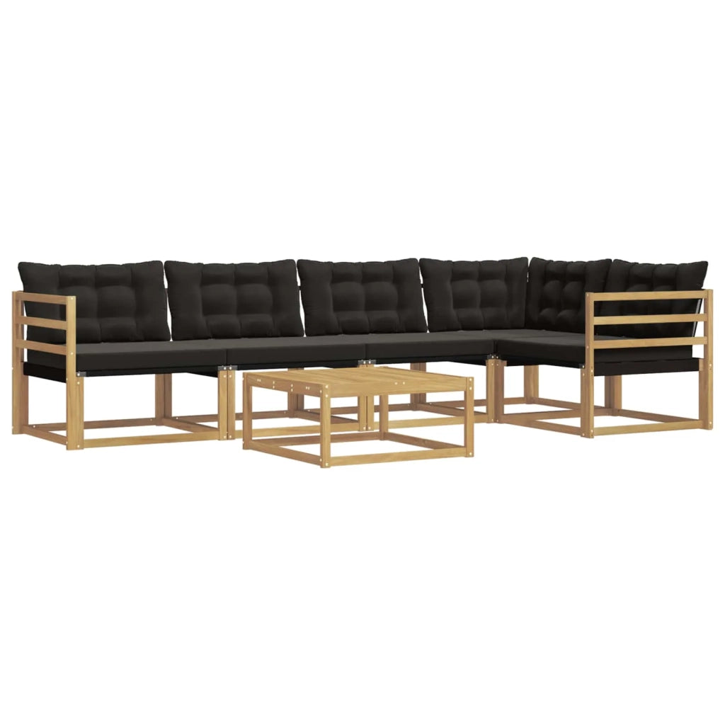 Set di divani da esterno 6 pcs Bianco e Nero 79 x 79 x 37 cm