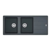 Lavello 2 vasche Franke Boston BFG621 con gocciolatoio reversibile in fragranite 116x50 grafite