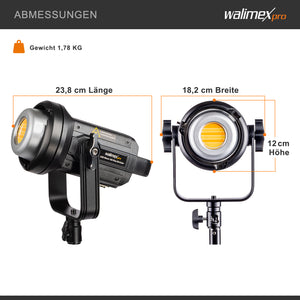 Niova 120 Plus Luce video LED dimmerabile Bi-Color con riflettore I Luce da studio con tecnologia COB LED I 5600 K, CRI=95 I Luminosità regolabile dal 10 al 100%.