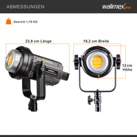 Niova 120 Plus Luce video LED dimmerabile Bi-Color con riflettore I Luce da studio con tecnologia COB LED I 5600 K, CRI=95 I Luminosità regolabile dal 10 al 100%.