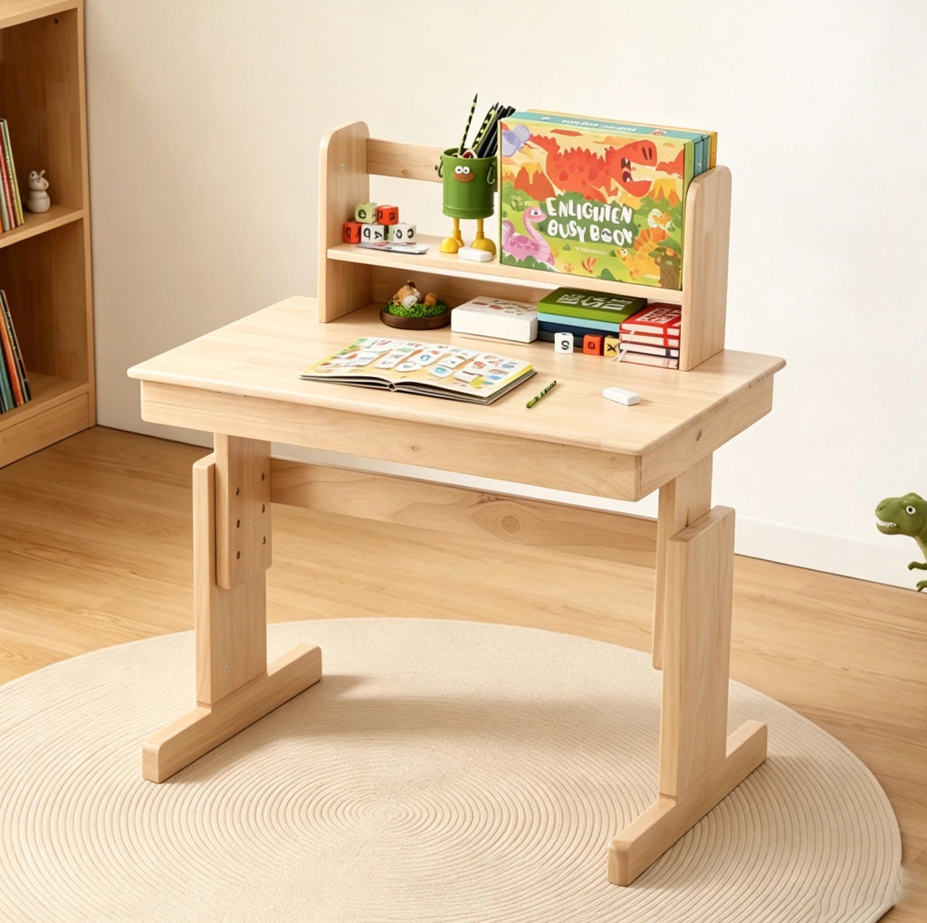 Scrivania per bambini 80x94x80 cm regolabile in altezza con piano inclinabile in legno naturale