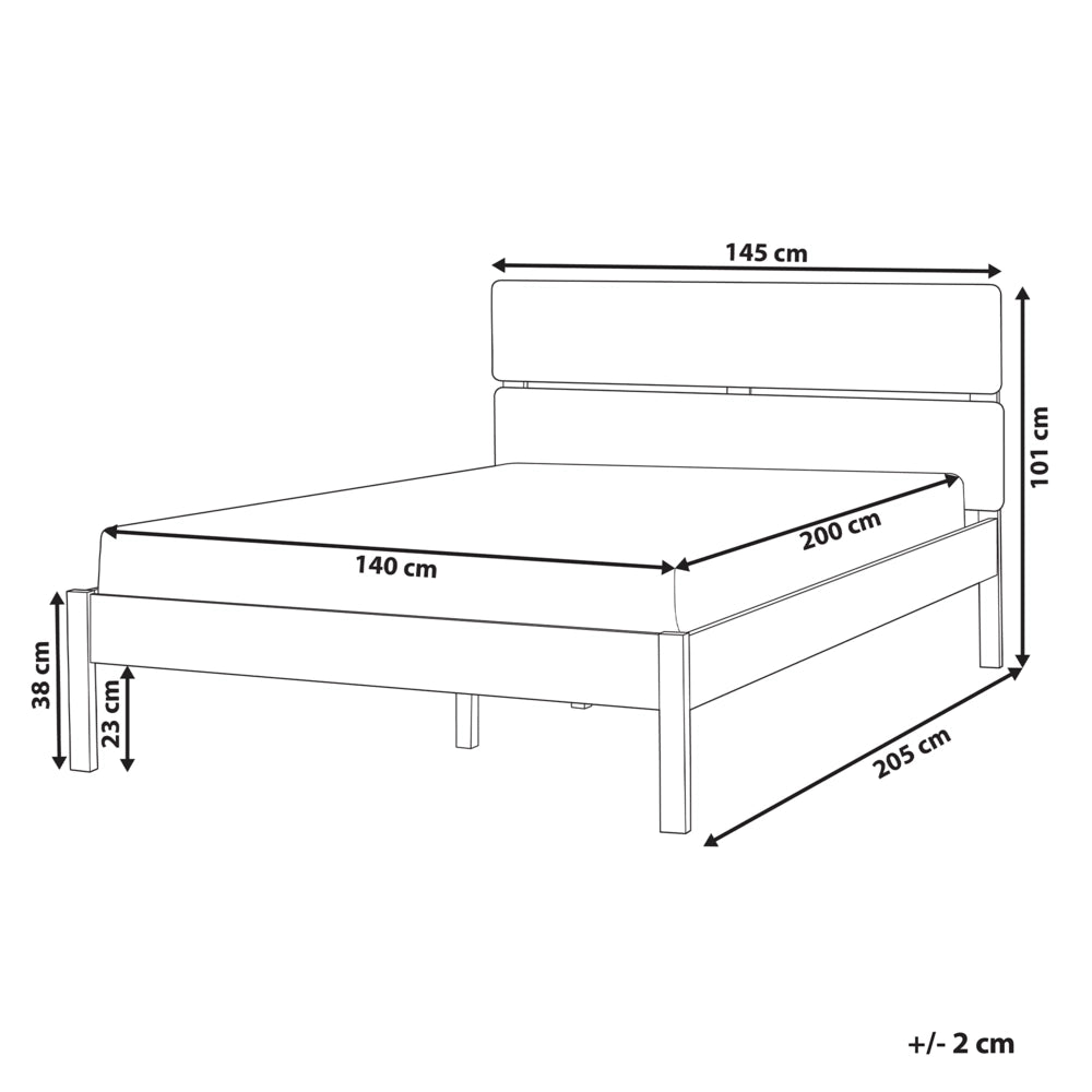 Letto in marrone scuro UE matrimoniale 140 x 200 cm con testiera a doghe Stile rustico minimalista con LED