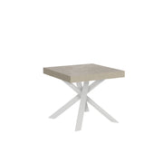 Tavolo allungabile 90x90/194 cm Clerko cashmere gambe bianche